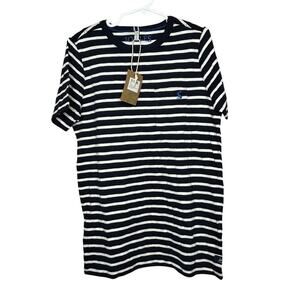 Joules Boys Striped Laundered T-Shirt Navy & White Short Sleeve Shirt Size 9-10